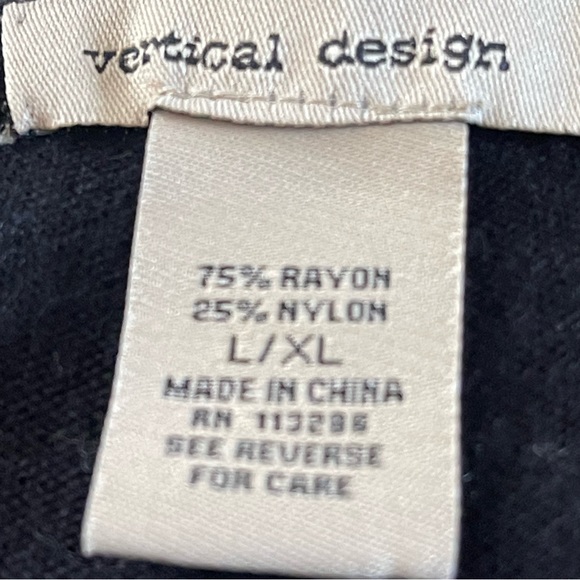 Vertical Design   Lightweight Black Poncho With Single Band of Gray   Size L/XL - Picture 14 of 14